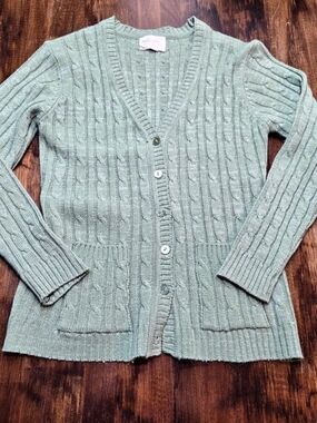 Sheridan Cable Knit Cardigan in Green 80s S